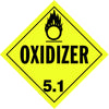 Single-Sided Worded Placard - Oxidizer (Class 5.1) - Vinyl, Removable Adhesive