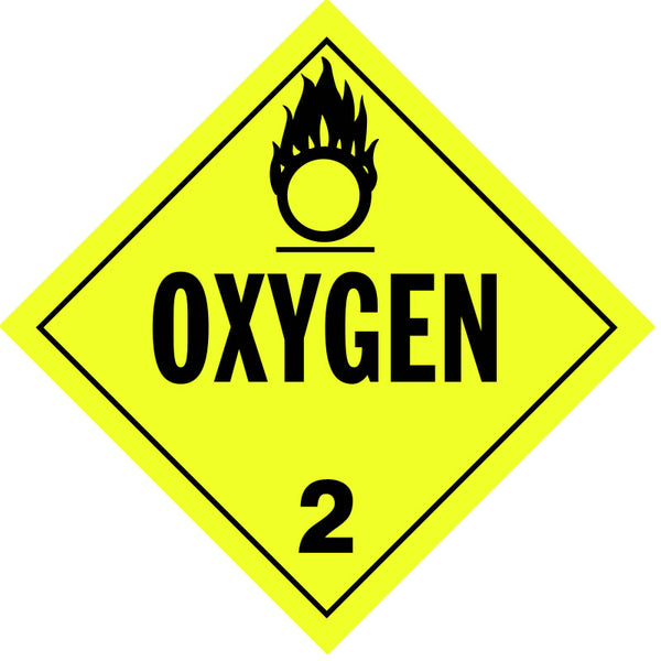 Single-Sided Worded Placard - Oxygen (Class 2) - Vinyl, Removable Adhesive
