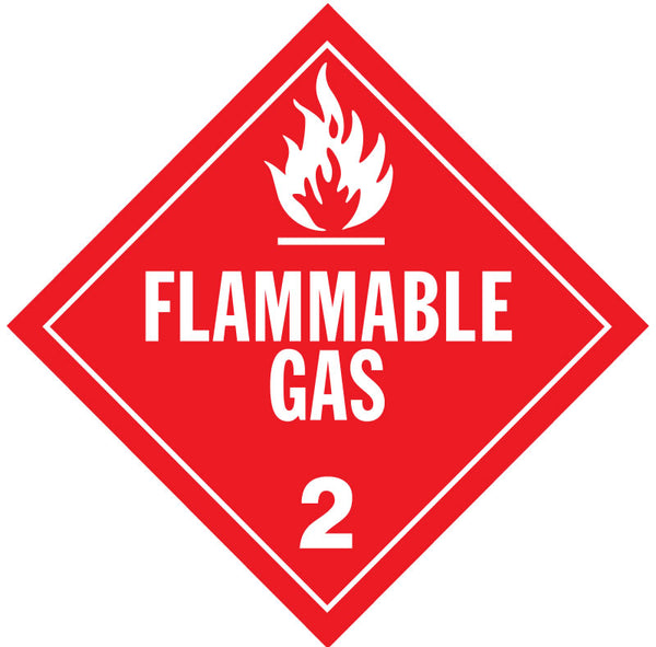Single-Sided Worded Placard - Flammable Gas (Class 2) - Vinyl, Removable Adhesive