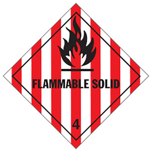 Hazardous Materials Labels - Class 4, Division 4.1 -- Flammable Solid - Paper, Roll
