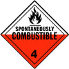 Single-Sided Worded Placard - Spontaneously Combustible (Class 4) - Vinyl, Removable Adhesive