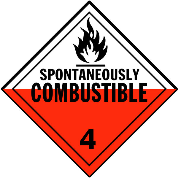 Single-Sided Worded Placard - Spontaneously Combustible (Class 4) - Tagboard, No Adhesive