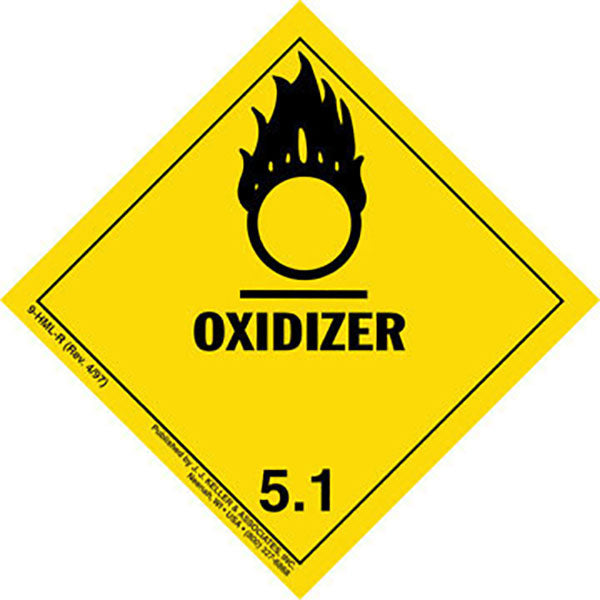 Hazardous Materials Labels - Class 5, Division 5.1 -- Oxidizer - Paper, Roll