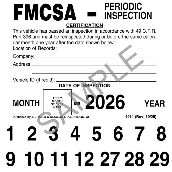 FMCSA Periodic Inspection Label