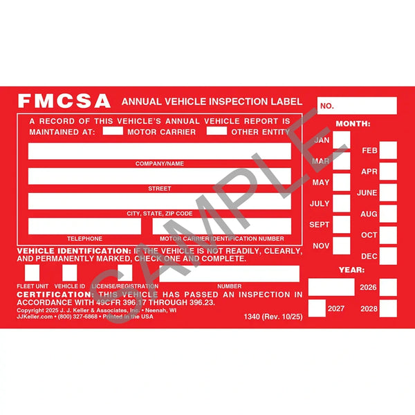 Annual Vehicle Inspection Label - Aluminum w/ Punch Boxes