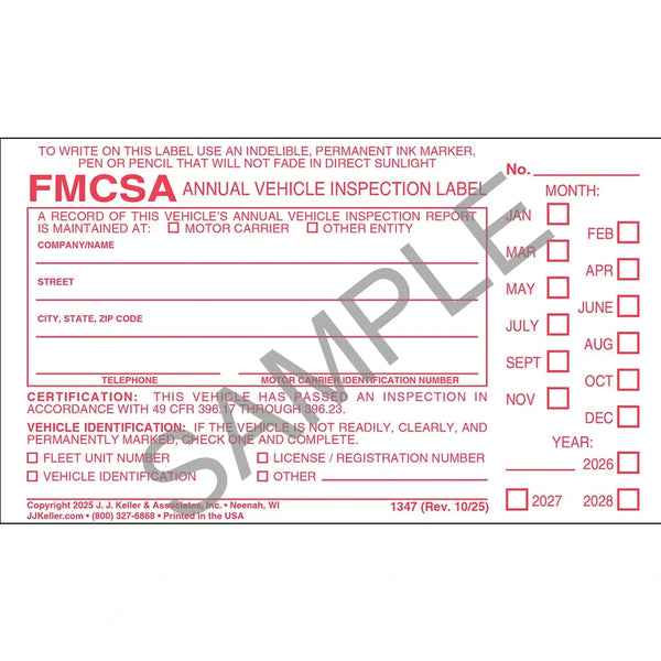 Annual Vehicle Inspection Label - Vinyl w/ Punch Boxes