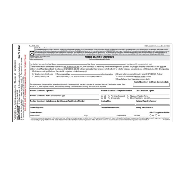 Medical Examiner's Certificate