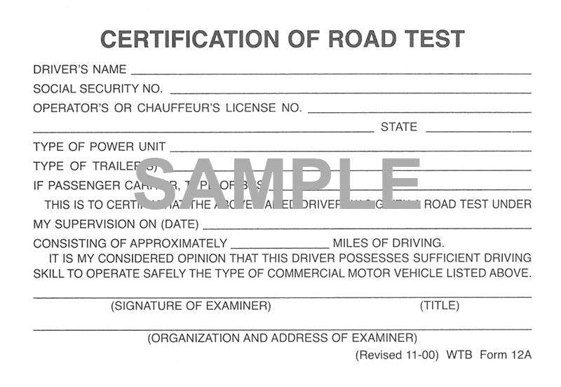 Certification of Road Test Cards – Willamette Traffic Bureau LLC