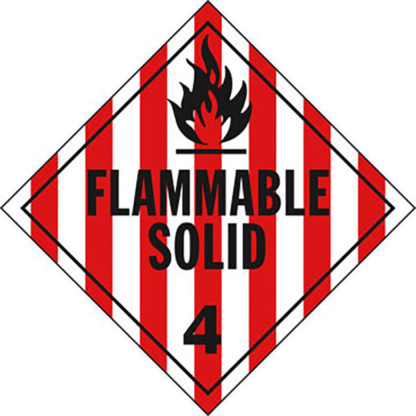 Single-Sided Worded Placard - Flammable Solid (Class 4) - Vinyl, Removable Adhesive