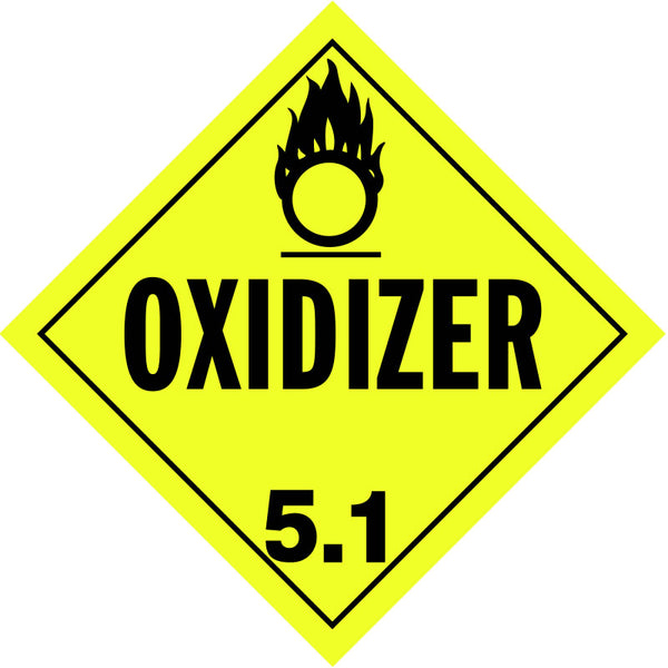Single-Sided Worded Placard - Oxidizer (Class 5.1) - Vinyl, Removable Adhesive
