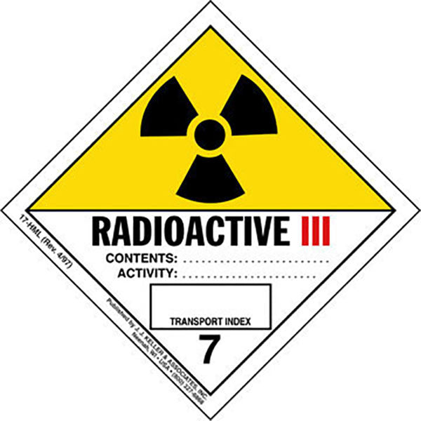 Hazardous Materials Labels - Class 7 -- Radioactive III - Paper, Roll