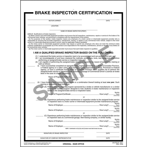 Brake Inspector Certification Form Willamette Traffic Bureau LLC Brake Inspector Certification Form Willamette Traffic Bureau LLC