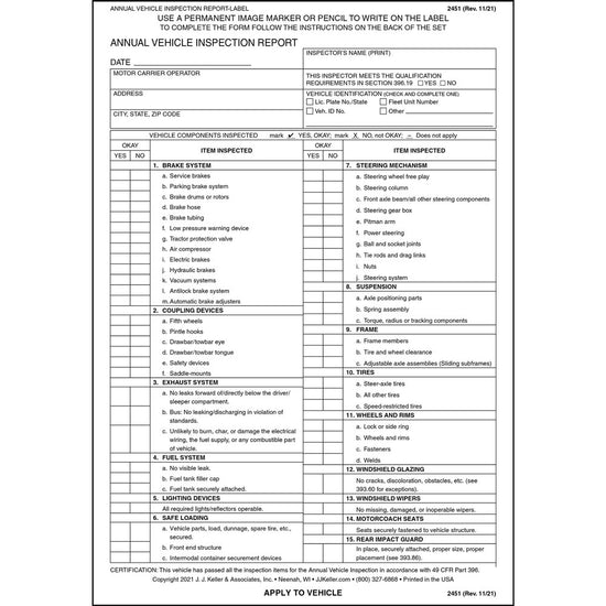 Annual Vehicle Inspection Inspector Certification Form Willamette