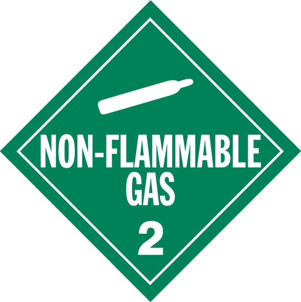 Single-Sided Worded Placard - Non-Flammable Gas (Class 2), Vinyl, Removable Adhesive