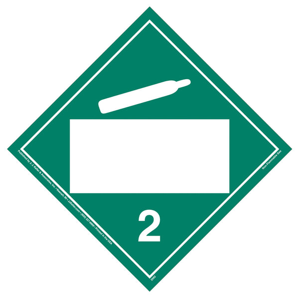 Division 2.2 Non-Flammable Gas Placard - Blank