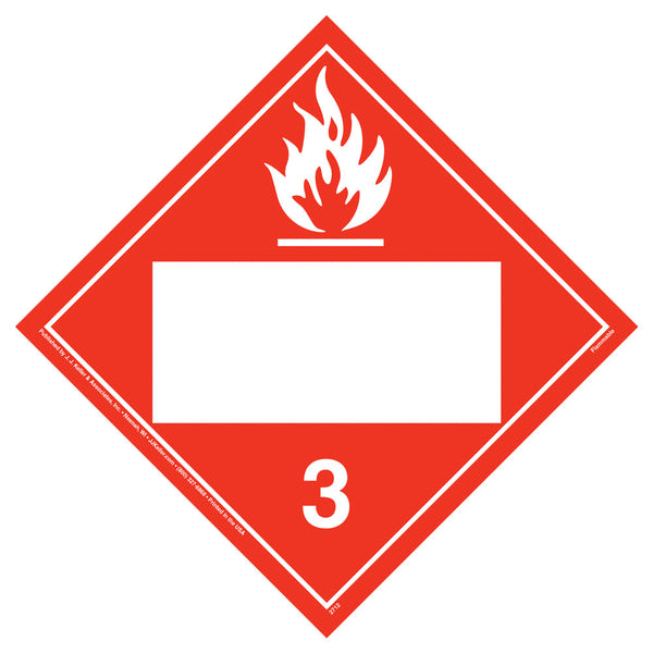 Class 3 Flammable Liquid Placard - Blank