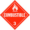 Single-Sided Worded Placard - Combustible (Class 3), Vinyl, Removable Adhesive