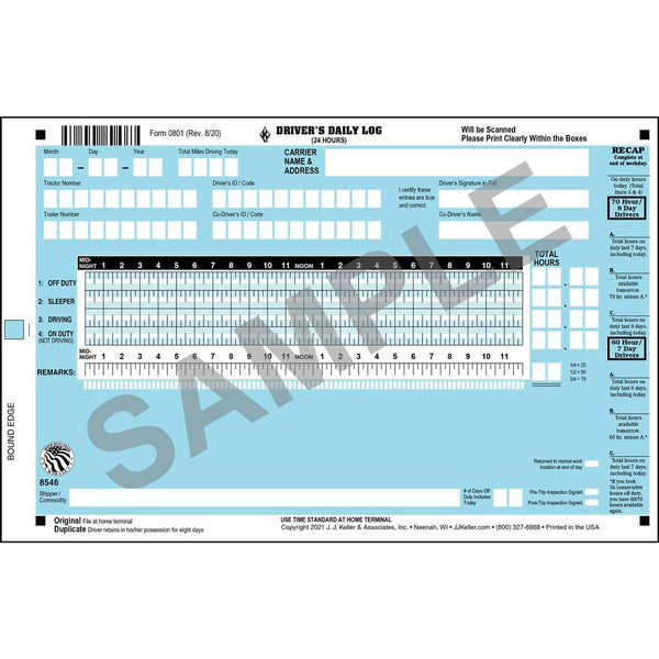 Scannable Driver's Daily Log Book, 2-Ply, w/Carbon, w/Recap, Blue