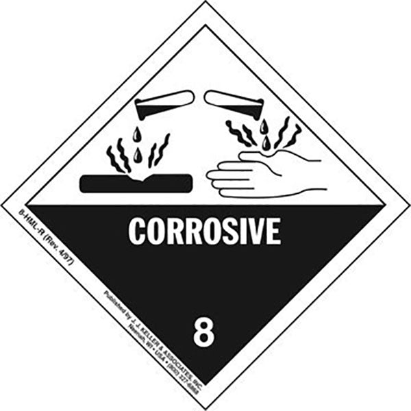 Hazardous Materials Labels - Class 8 -- Corrosive - Paper, Roll