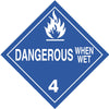 Single-Sided Worded Placard - Dangerous When Wet (Class 4) - Tagboard, No Adhesive