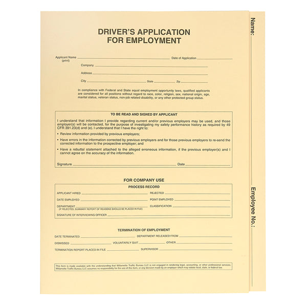 Application for Employment Folders
